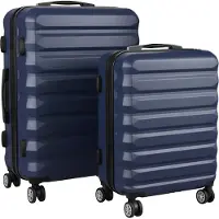 Relaxdays Ensemble de valises , 2 pièces, 2 tailles, 4 roulettes, coque rigide, poignée télescopique, valises de voyage avec serrure à combinaison, bleu foncé