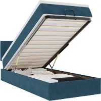 vidaXL Lit ottoman avec matelas bleu foncé 100x200 cm velours