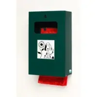 VAR Distributeur à sachets pour excréments canins verrouillable, dispositif de collecte des sachets usagés inclus, vert mousse