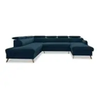 Miuform Sweet Harmony - Canapé d'angle avec fonction lit et coffre de lit U-FORM GAUCHE - 321x208cm - Bleu profond - Canapé-lit Canapé