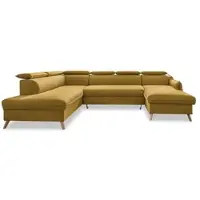 Miuform Sweet Harmony - Canapé d'angle avec fonction lit et coffre de lit U-FORM GAUCHE - 321x208cm - Miel - Canapé-lit Canapé