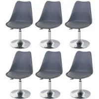 Mendler 6x chaise pivontante Malmö T501, hauteur réglable, cuir synthétique gris foncé