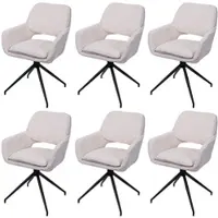 Mendler Ensemble de 6 chaises de salle à manger HWC-N74, chaises de cuisine, pivotantes avec système de retour automatique, revêtues en tissu chenille (490g/m²), couleur crème