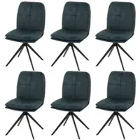Mendler Lot de 6 chaises de salle à manger HWC-M68, fauteuil de cuisine, pivotant Auto-Position, métal tissu/textile bleu