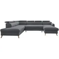 Miuform Sweet Harmony - Canapé d'angle avec fonction lit et coffre de lit U-FORM GAUCHE - 321x208cm - Gris froid - Canapé-lit Canapé