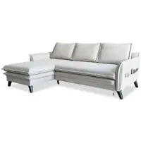 Miuform Charming Charlie - Canapé d'angle avec fonction lit et coffre de lit L-FORME GAUCHE - 228x150cm - Beige - Canapé-lit Canapé