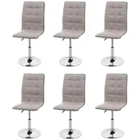 Mendler Lot de 6 chaises de salle à manger HWC-C41, chaise de cuisine, pivotante et réglable en hauteur, tissu/textile crème-gris
