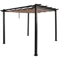 Mendler Pergola En Aluminium Hwc-N93, Pavillon De Jardin Pavillon De Jardin, Structure Stable De 8cm Toit Coulissant Uv50+ 3x3m Taupe