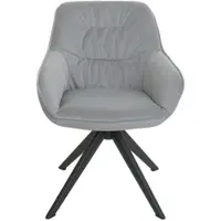 Mendler Lot de 6 chaises de salle à manger HWC-K28, chaise de cuisine rembourrée Chaise avec accoudoirs, pivotante, métal tissu/textile gris clair