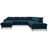 Miuform Sweet Harmony - Canapé d'angle avec fonction lit et coffre de lit U-FORM DROITE - 321x208cm - Bleu profond - Canapé-lit Canapé
