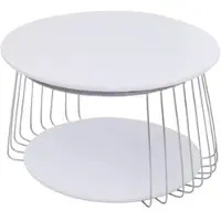 Mendler Table basse MCA HWC-P60, table d'appoint, table basse, table de salon, métal MDF ronde Ø 70 cm blanche