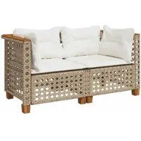 vidaXL Canapé d'angle de jardin avec coussins 2 pcs. Beige Poly Rattan