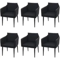 Mendler Lot de 6 chaises de salle à manger HWC-H93, chaise de cuisine fauteuil similicuir noir