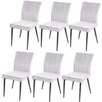 Mendler Lot de 6 chaises de salle à manger HWC-K16, chaise de cuisine, velours métal gris clair