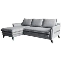 Miuform Charming Charlie - Canapé d'angle avec fonction lit et coffre de lit L-FORME GAUCHE - 228x150cm - Gris - Canapé-lit Canapé