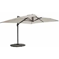 Oviala Parasol Déporté 3x4m blanc Inclinable Rotatif + 4 Dalles Lestées - Caserta