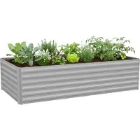 Relaxdays Jardinière surélevée , en métal galvanisé, pour fleurs, plantes et légumes, H x l x P : 57 x 240 x 90 cm, jardinière de jardin, gris clair
