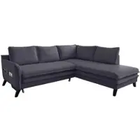 Miuform Charming Charlie - Canapé d'angle avec fonction lit et coffre de lit L-FORME DROITE - 234x200cm - Gris foncé - Canapé-lit Canapé