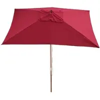 Mendler Parasol En Bois, Parasol De Jardin Florida, Parasol De Marché, Rectangulaire 2x3m Bordeaux