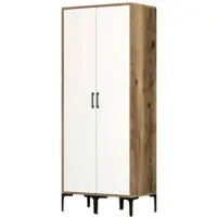 Dmora Acate - Armoire 2 Portes, 80x201h cm Blanc, Porte-manteaux