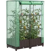 vidaXL Lit surélevé avec serre aspect rotin 80x40x123 cm