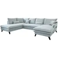 Miuform Charming Charlie - Canapé d'angle avec fonction lit et coffre de lit U-FORM GAUCHE - 302x200cm - Gris clair - Canapé-lit Canapé