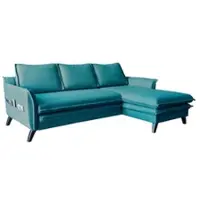 Miuform Charming Charlie - Canapé d'angle avec fonction lit et coffre de lit L-FORME DROITE - 228x150cm - Turquoise - Canapé-lit Canapé
