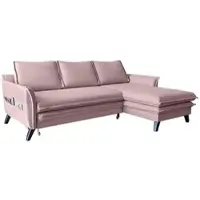 Miuform Charming Charlie - Canapé d'angle avec fonction lit et coffre de lit L-FORME DROITE - 228x150cm - Rose poudré - Canapé-lit Canapé