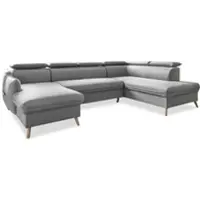 Miuform Sweet Harmony - Canapé d'angle avec fonction lit et coffre de lit U-FORM DROITE - 321x208cm - Gris clair - Canapé-lit Canapé