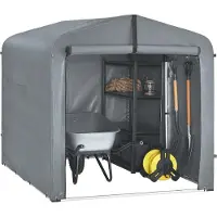 SoBuy Abri à vélos résistant aux intempéries, abri de jardin pour 2 à 4 vélos, tente carport avec protection UV, abri à vélos pour protection contre la pluie KLS11-L-DG