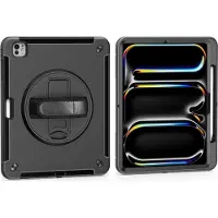 4smarts Coque pour iPad Pro 11 2024 / M5 2025 Bi-matière Antichoc Poignée Béquille Noir