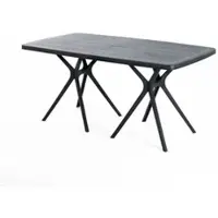 Idea New Garden Srl Table d'extérieur rectangulaire 158x84 cm en polypropylène avec fibres de verre, robuste et résistante, ouverture centrale pour parasol, design moderne - OLIVER - Noir