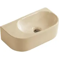 Qeramiq Pure Lavabo pour WC - 40x22x12cm - Lisse - semi-circulaire - sans trou de robinet - Céramique - Beige mat 8716LB(NF)