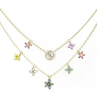 GUESS Collier Coeur Fleuri Doré, (Acier inoxydable, Verre, Zircone)