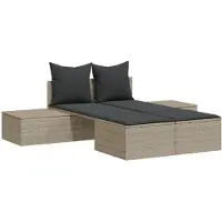 Syfax Chaise longue double avec coussins gris clair résine tressée