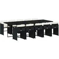 Syfax Ensemble à manger de jardin 11 pcs coussins noir résine tressée