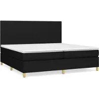 vidaXL Lit boxspring avec matelas noir 200x200 cm tissu