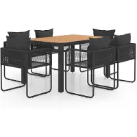 vidaXL Ensemble de jardin 7 pièces PVC rotin noir et brun