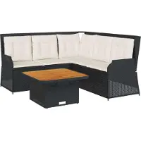 vidaXL Ensemble salon de jardin 4 pièces avec coussins noir poly rotin