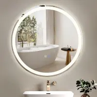 ZMH Miroir de salle de bain Miroir de salle de bain avec éclairage LED Miroir de salle de bain rond Miroir mural Salle de bain 60 cm Miroir lumineux Intensité variable 3000K-6500K