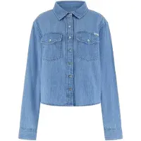 GUESS pour femme. W6GH55D0876 Chemise en denim Wren bleu (XS), Casuel, Coton, Manche longue