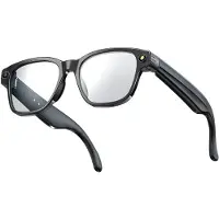 INF Lunettes intelligentes AI à monture noire avec caméra HD 8MP et assistant vocal Transparent
