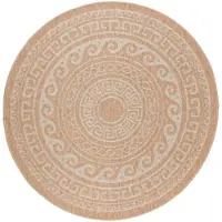 Carpetsale24 Tapis Rond d’Extérieur Imperméable Cuisine Balcon Terrasse Salon Style Naturel Sisal Design Vintage 160 cm rond