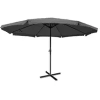 Mendler Parasol Meran Pro, Parasol Pour Marché Avec Volants Ø 5m Polyester/Alu 28 Kg Anthracite Sans Socle
