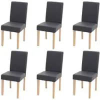 Mendler Lot de 6 chaises de salle à manger Chaise de cuisine Littau similicuir, gris mat, pieds clairs