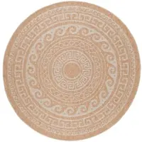 Carpetsale24 Tapis Rond d’Extérieur Imperméable Cuisine Balcon Terrasse Salon Style Naturel Sisal Design Vintage 80 cm rond