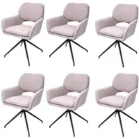 Mendler Lot de 6 chaises de salle à manger HWC-N74, chaise de cuisine, pivotante Auto-Return, tissu Bouclé (540g/m²) Oeko-Tex beige
