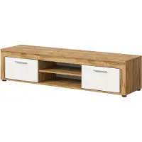 Xonox Jam meuble tV 2 étagères, 2 portes pliantes chêneReproduction, blanc.