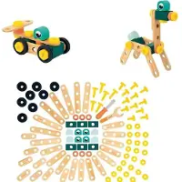 Janod Kit de construction - Brico'Kids Tonneau 100 pièces Bois Jouets de construction
