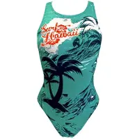 Turbo Surfer Hawaii Vintage Swimsuit Vert 4XL Femme
